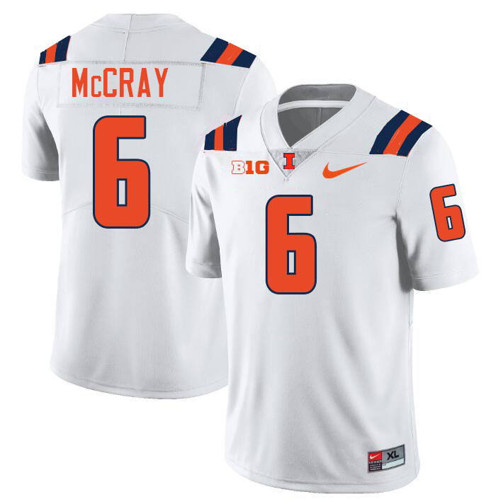 Men #6 Josh McCray Illinois Fighting Illini College Football Jerseys Stitched-White